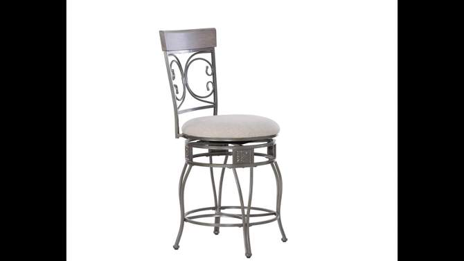 Nora Big and Tall Swivel Faux Leather Counter Height Barstool Pewter - Powell, 2 of 13, play video