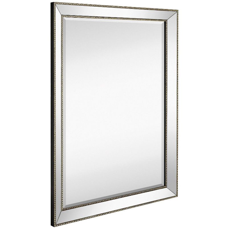 Hamilton Hills 30" x 40" Rectangular Mirror with Silver Beveled Mirror Frame and Beaded Accents, 1 of 5