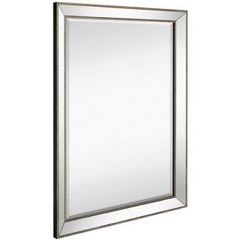 Hamilton Hills 30" x 40" Rectangular Mirror with Silver Beveled Mirror Frame and Beaded Accents