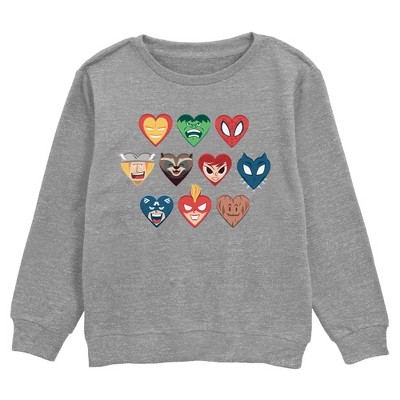 Boy's Marvel Superhero Hearts  Sweatshirt - Athletic Heather - Medium