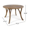 Outdoor Round Dining Table, Teak Finish Patio Table with Curved Legs, Slatted Top, for Deck, Balcony-The Pop Home - 3 of 4