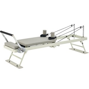 VEVOR Foldable Pilates Reformer, Pilates Workout Machine for Home Gym Studio, Pilates Bed with Dual Resistance- Spring & Cord, Up to 400 LBS, Grey - 1 of 4