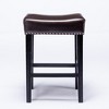 Bar Stools Set Of 2, Modern PU Leather Nailhead Upholstered Saddle Stools, Counter Height 26 Inches Backless Soft Saddle Seat - 4 of 4