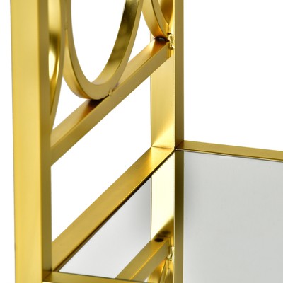 Aurelia Gold Chrome & Glass Sofa Table with Mirrored Shelf
