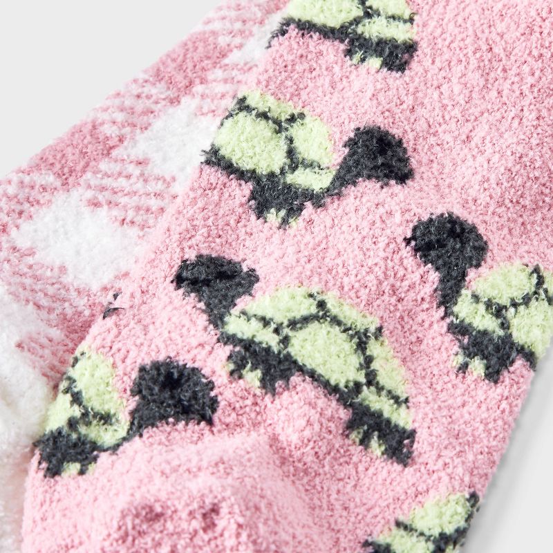 Women&#39;s 2pk Turtles Cozy Low Cut Socks - Pink/Ivory 4-10, 3 of 4