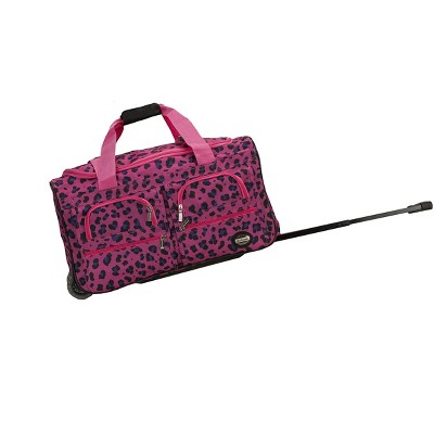 Rockland Rolling Duffel Bag Magenta Leopard