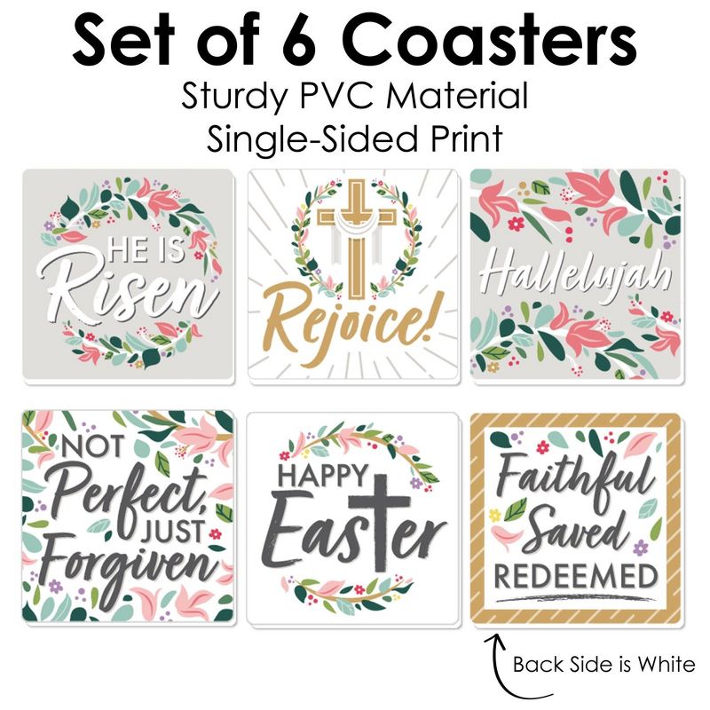 Big Dot of Happiness Religious Easter - Christian Holiday Party Decorations - Drink Coasters - Set of 6, 5 of 9
