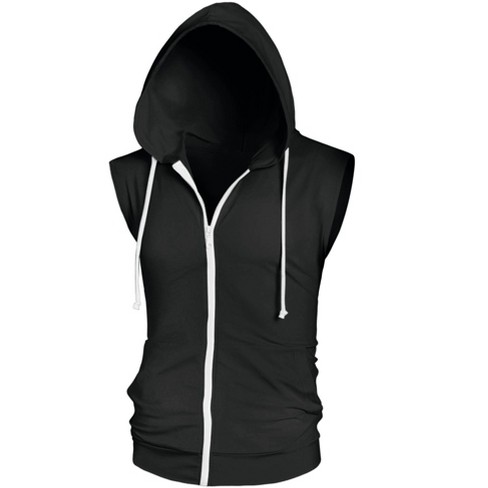 Lars Amadeus Men's Sleeveless Zipper Drawstring Hooded Sweatshirt Vest ...