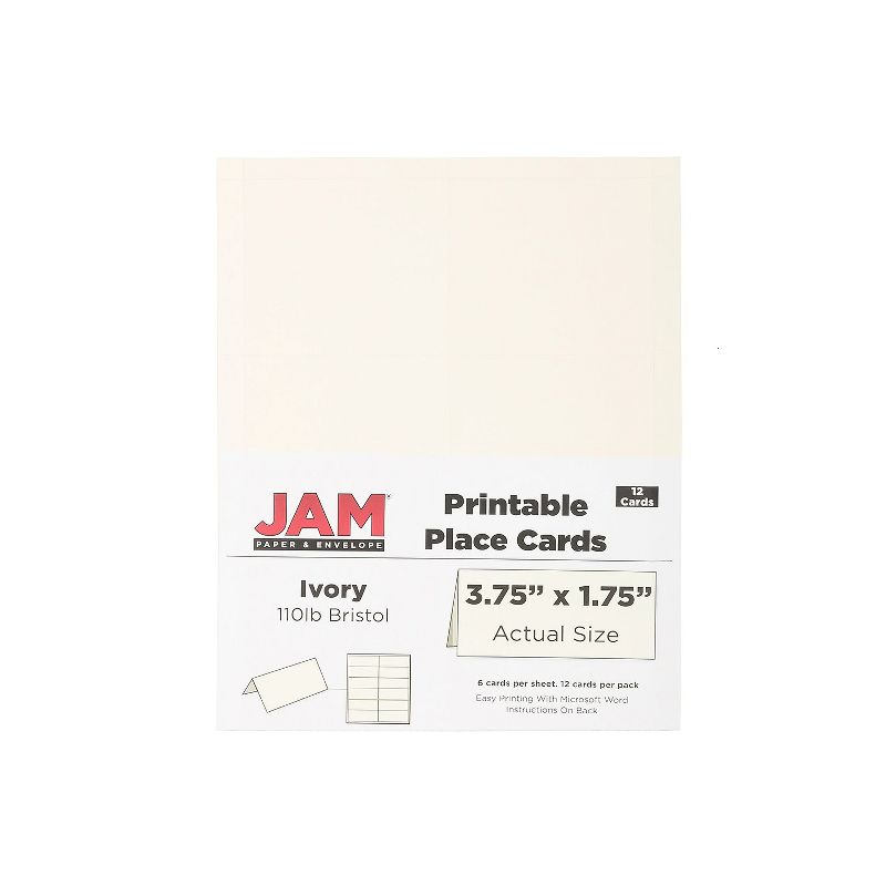 JAM Paper Printable Place Cards 3 3/4 x 1 3/4 Ivory Placecards 12/Pack 2225916895, 1 of 4