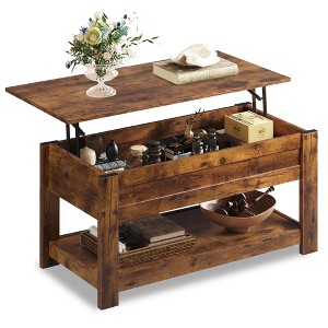 Coffee Table, 39" Lift Top Coffee Table with Hidden Compartment and Storage Shelf - 1 of 4
