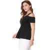 Agnes Orinda Women's Plus Size High Waist Sweetheart Cold Shoulder Peplum Blouse - 4 of 4