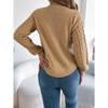 Coolmee Women's Cable Knit Sweaters Long Sleeve Crewneck Chunky Loose Fit Pullover Tops - 4 of 4