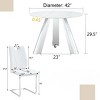 Infurnic Dining Sets Dining Table and Chair Set Mirror-polished Stainless Steel Base 6 Chairs Modern Luxury Round , White, 42"*42"*29.5" - 3 of 4
