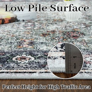 Living Room Washable Non Slip Vintage Retro Rugs Low Pile Chenille Print Rug for Bedroom Dining Room Home Office - 1 of 4