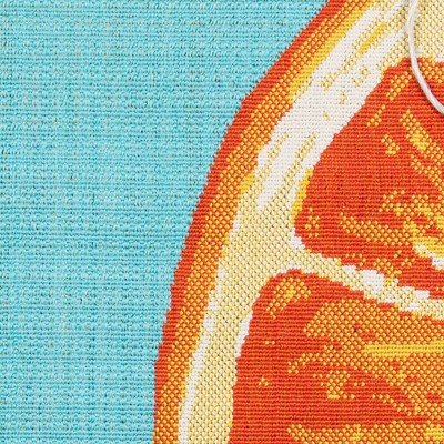 Bright Citrus Orange and Teal Flatweave Indoor/Outdoor Rug 8' x 10'