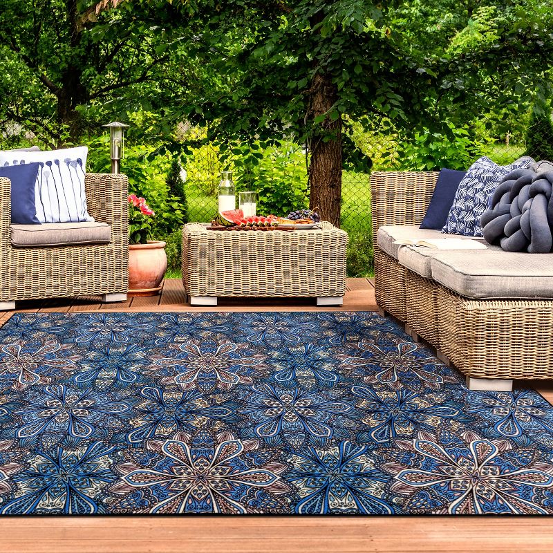 Floral Bohemian Non-Slip Washable Indoor/ Outdoor Area Rug by Blue Nile Mills, 2 of 7