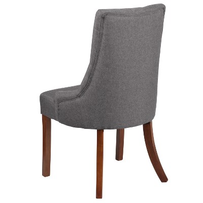 Paddington Gray Fabric Button-Tufted Accent Chair with Mahogany Legs