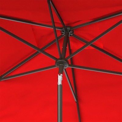 Elegant Red Aluminum Rectangular Patio Umbrella with Valance