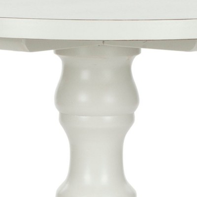 Greta White Wood Round Accent Table