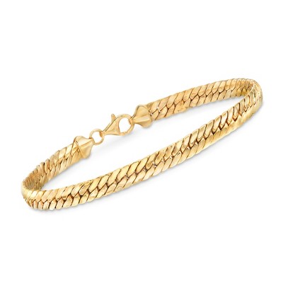 Ross-Simons 18kt Yellow Gold Over Sterling Silver Flat Cuban-Link Bracelet
