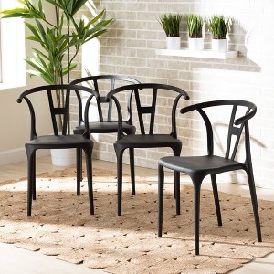 4pc Warner Plastic Dining Chair Set - Baxton Studio - 1 of 4