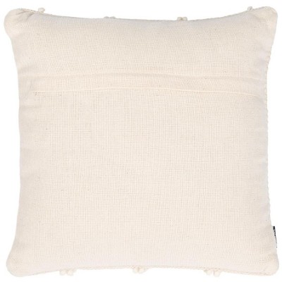 Beige Wool Geometric Plush Pillow, 20" x 20"