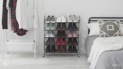 Silver 5-Tier Stackable Metal Shoe Rack