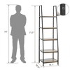 JOMEED CC80 Industrial Freestanding Durable 72 Inch 5 Tier Open Shelf Ladder Bookcase with Rubber Feet and Wall Bracket, Gray and Brown - 4 of 4