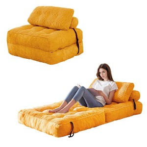 MAXYOYO Corduroy Folding Sofa Bed, Convertible Sleeper Chair with Pillow Foldable Mattress with Back Support - 1 of 4