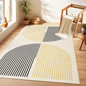 Washable Geometric Area Rug, Modern Arch Pattern Non-Slip Soft Carpet for Living Room, Bedroom, Kitchen, Home Office - 1 of 4