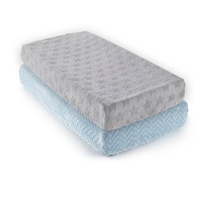 Image of Grey Star & Blue Chevron  2pk Changing Pad Cover - Levtex Baby