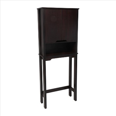 Espresso Wood Adjustable Over-the-Toilet Storage Cabinet