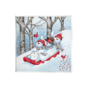Stupell Industries Happy Snowman Trio Sledding Wall Plaque Art - 1 of 4