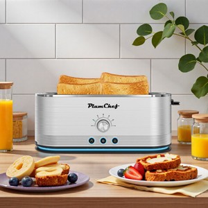 FONTOI 4 Slice Toaster, 7 Browning Settings, Bagel Bread Toaster with Removable Crumb Tray, Defrost Reheat Functions, Silver 15.7"* 7.16"*7.16" - 1 of 4
