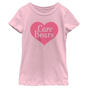 Girl's Care Bears Pink Classic Heart Logo T-Shirt - 1 of 4