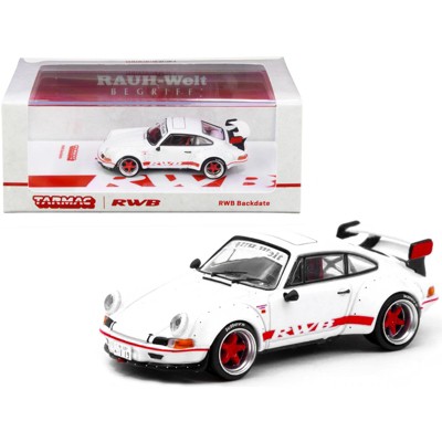 Porsche RWB Backdate White with Red Stripes 1/64 Diecast Model Car by Tarmac Works