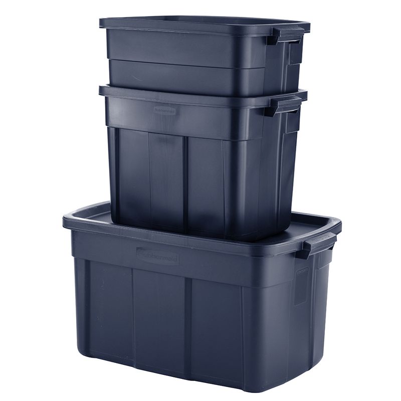 Rubbermaid Roughneck Home/Office 18 Gallon Rugged Latching Plastic Storage Tote with Lid, Dark Indigo Metallic (12 Pack), 2 of 7