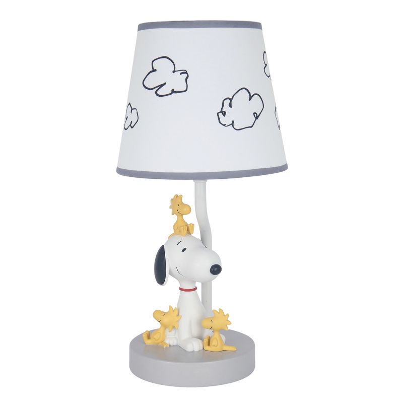 Lambs & Ivy Classic Snoopy & Friends White/Gray Nursery Lamp with Shade & Bulb, 2 of 5