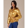 INSPIRE CHIC Women's Casual Shiny Pockets Hooded Winter Puffer Jackets - 3 of 4