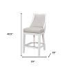 HomeRoots 26" Gray And White Faux Leather And Solid Wood Counter Height Swivel Bar Chair - 3 of 4