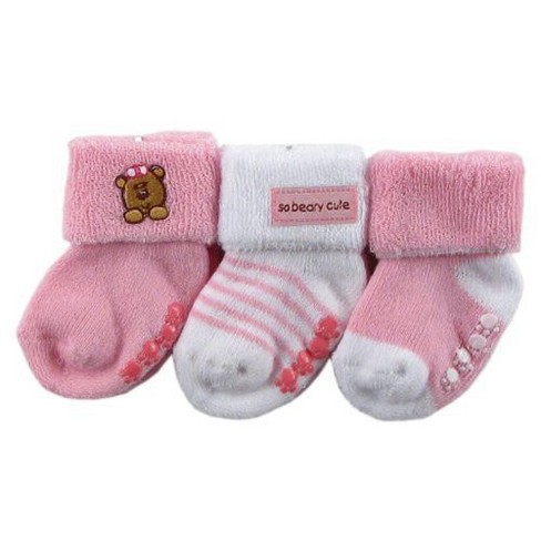 Luvable Friends Baby Girl Socks Set, Pink Bear, 0-6 Months : Target