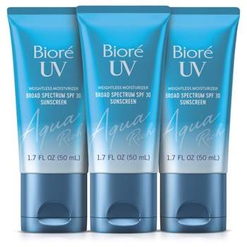 Biore UV Aqua Rich Dermatologist Tested, Vegan & Cruelty Free Moisturizing Face Sunscreen for Sensitive Skin - SPF 30 - 5.1 fl oz/3pk