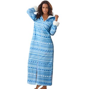 Dreams & Co. High Pile Fleece-Lined Long Hooded Robe - 1 of 4