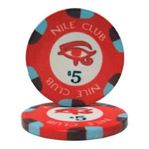 Slickblue 25-Pack Nile Club Ceramic Poker Chips, Casino Grade, Dye-Sublimation Print, Egyptian Style, $1 & $5 - 1 of 3