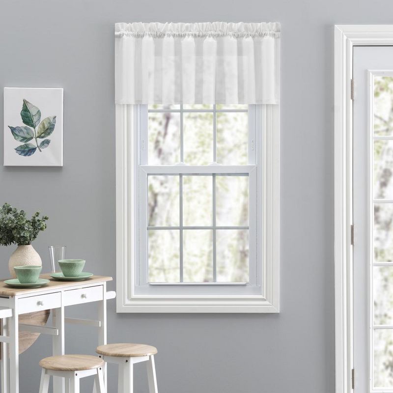 Ellis Curtain Cotton Voile 1.5" Rod Pocket Tailored Valance for Windows 86" x 15" White, 2 of 5