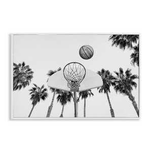 Stupell Industries Basketball Hoop with Palms Black Framed Giclee Art - 1 of 4