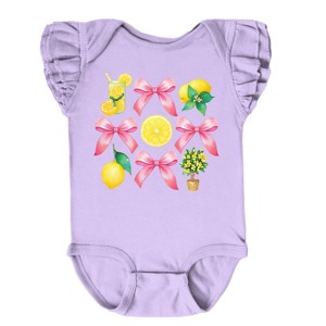 The Juniper Shop Coquette Lemonade Chart Flutter Sleeve Bodysuit - 18M - Lavender - 1 of 4