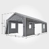 PE+ Steel Frame Carport Canopy, 10x20/12x20/13x20 FT Portable Garage with 4 Doors & 4 Windows, Waterproof Shelter in Gray/Khaki/White/Green - 3 of 4