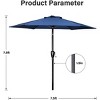 7.5ft*7.5ft Deluxe Patio Umbrella, with Push Button Tilt/Crank, 6 Sturdy Ribs, for Garden, Deck, Backyard, Pool, Blue - 2 of 4