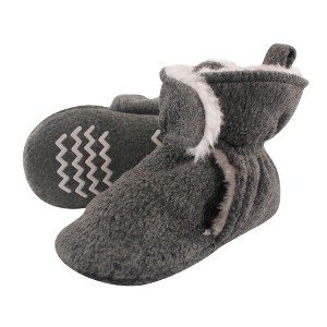 Hudson Baby Baby and Toddler Cozy Fleece and Faux Shearling Booties, Heather Charcoal - 1 of 1
